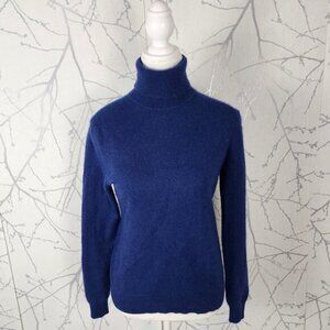 Lord & Taylor Navy 100% Cashmere Knit Turtleneck Sweater